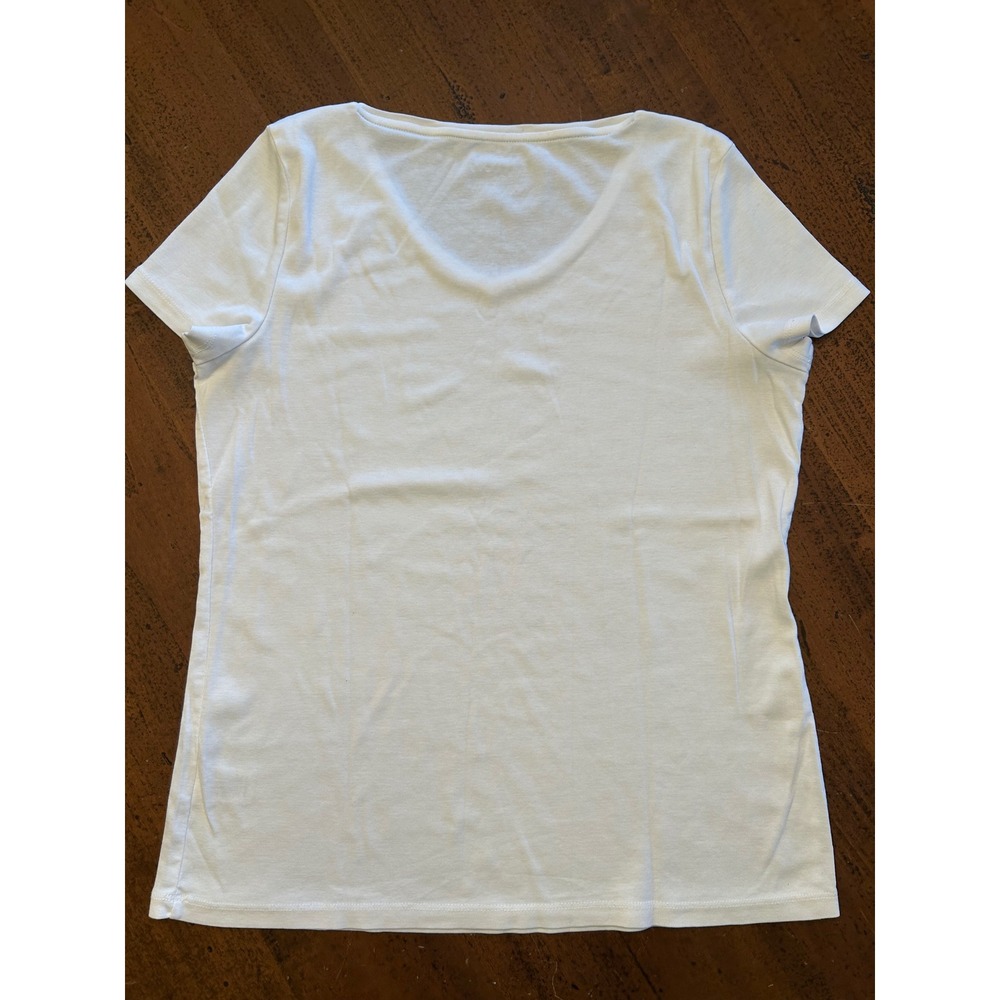 Talbots Womens White V-Neck Short Sleeve T-Shirt‎ Pima Cotton The Talbots Tee PL - Picture 7 of 9